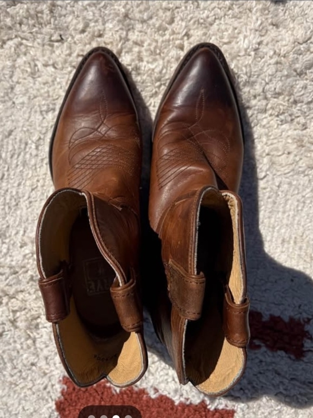 FRYE Brown Leather Women’s Ankle Booties - Classic Western Style